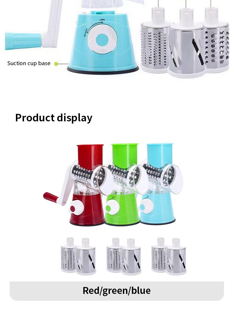 Table Top Drum Multifunctional Roller Vegetable Cutter Hand Crank Home Kitchen Shredder Potato Grater